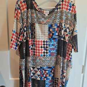 LuLaRoe Colorful Geometric Short Sleeve Top